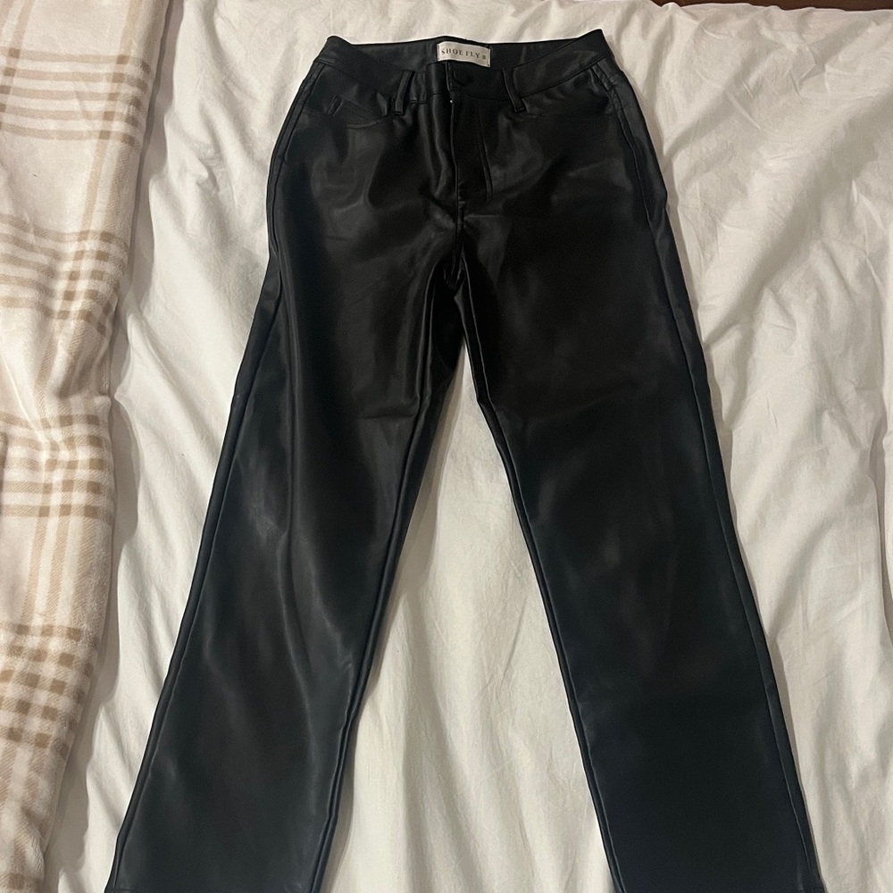 Black Leather Women's Pants